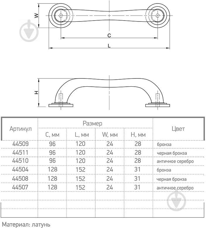 Мебельная ручка скоба Ferro Fiori 44510 96 мм D 4500.96 античное серебро - фото 4