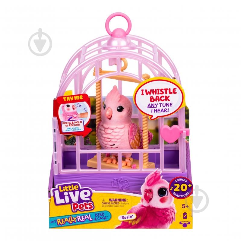 Інтерактивна пташка Moose папужка какаду Розі в клітці 26692 - фото 1 Інтерактивна пташка Moose папужка какаду Розі в клітці 26692 - фото 1