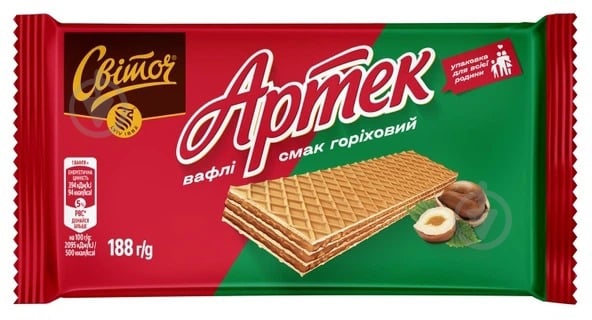 Вафли Світоч со вкусом ореха 188 г - фото 1 Вафли Світоч со вкусом ореха 188 г - фото 1