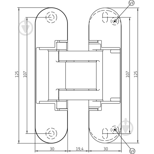 Петля Anselmi AN 164 3D FVZ 12/38 (30 кг) врізна 125x30 білий універсальна 1 шт. - фото 4