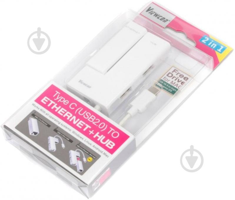 Адаптер Viewcon VC 450 W type-c на ethernet + hub - фото 2