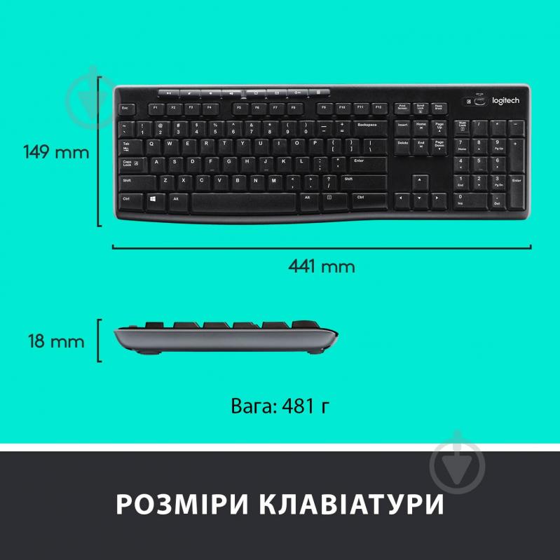 Комплект клавіатура та миша Logitech Wireless Combo MK270 RUS, EER (920-004518) - фото 7