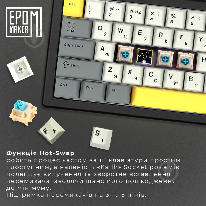 Клавиатура беспроводная EPOMAKER (EK68-B-BV2) EK68 65% Budgerigar V2 Switch Hot-Swap black - фото 6 Клавиатура беспроводная EPOMAKER (EK68-B-BV2) EK68 65% Budgerigar V2 Switch Hot-Swap black - фото 6