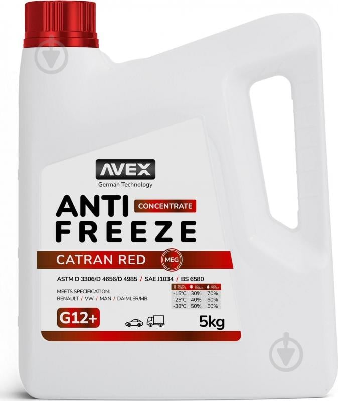Антифриз Avex Catran Red MEG -80 ° G12 концентрат 5 кг красный - фото 1
