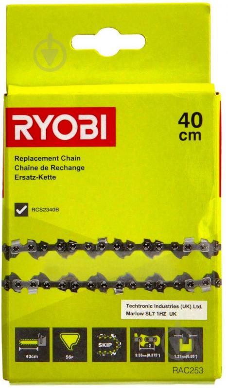 Ланцюг для пилки RYOBI RAC253 40 см 3/8" (5132004345) - фото 2 Ланцюг для пилки RYOBI RAC253 40 см 3/8" (5132004345) - фото 2