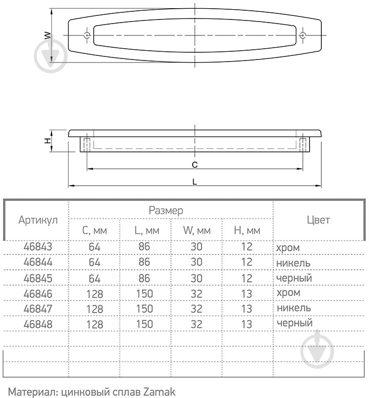 Мебельная ручка врезная Ferro Fiori 46846 128 мм M 0780.128 хром - фото 6