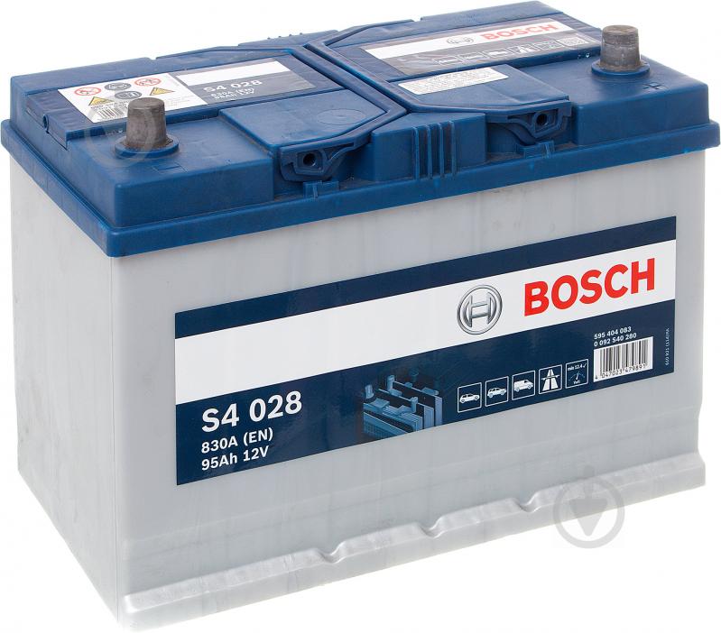 Аккумулятор автомобильный Bosch S4 95Ah 830A 12V «+» справа (0092S40280) - фото 1