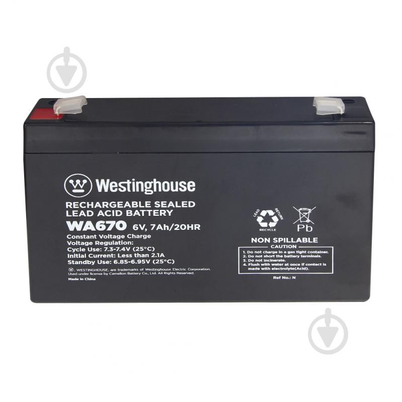 Батарея акумуляторна для ДБЖ Westinghouse свинцево-кислотна 6V 7Ah terminal F2 WA670N-F2 - фото 1