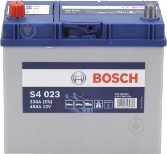 Аккумулятор автомобильный Bosch 6СТ-45 45Ah 330A 12V «+» слева (0092S40230) - фото 1