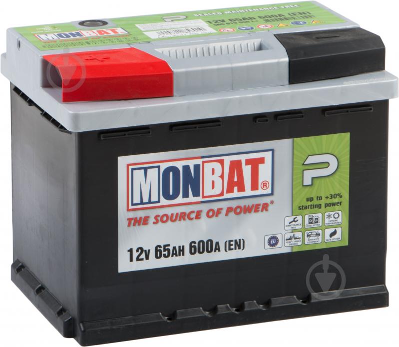 Аккумулятор автомобильный Monbat 6СТ-65 SMF СНГ 65Ah 600A 12V «+» справа - фото 2