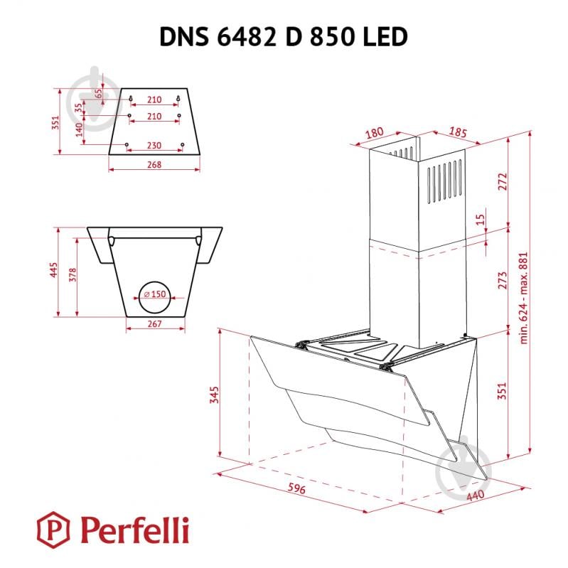 Витяжка Perfelli DNS 6482 D 850 BL LED - фото 12