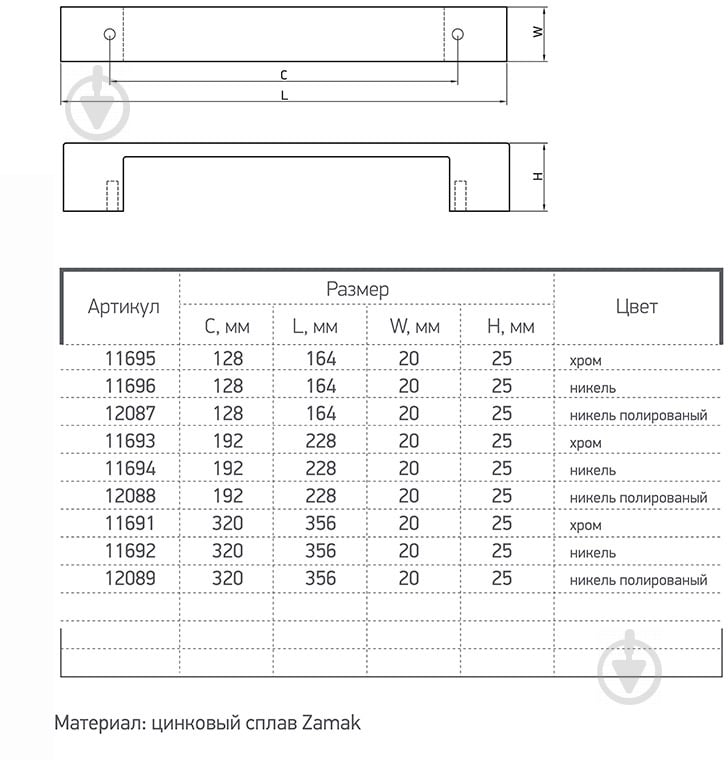 Меблева ручка скоба Ferro Fiori 11696 128 мм M 0050.128 нікель - фото 4