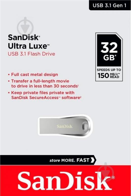 Флеш-память USB SanDisk Ultra Luxe 32 ГБ USB 3.1 silver (SDCZ74-032G-G46) - фото 6