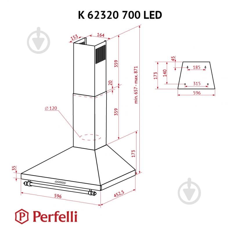 Вытяжка Perfelli K 62320 BL 700 LED RETRO - фото 11