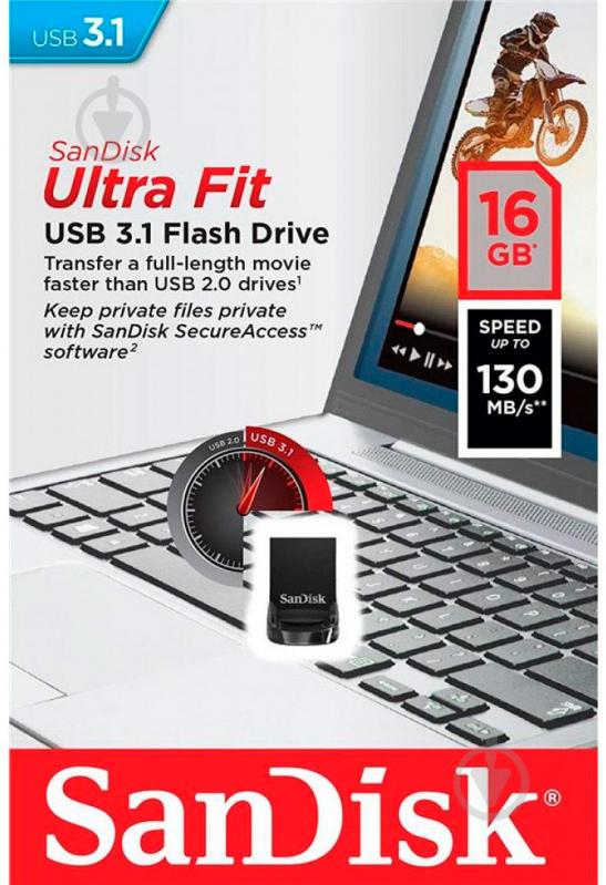 Флеш-память USB SanDisk Ultra Fit 16 ГБ USB 3.1 black (SDCZ430-016G-G46) - фото 7