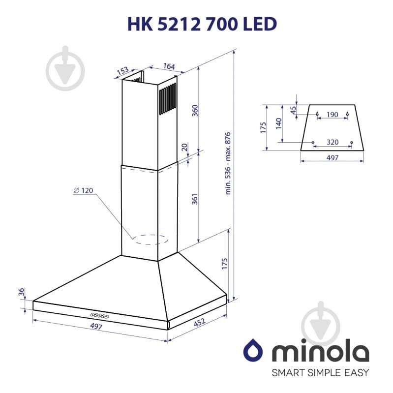 Витяжка Minola HK 5212 BL 700 LED - фото 11