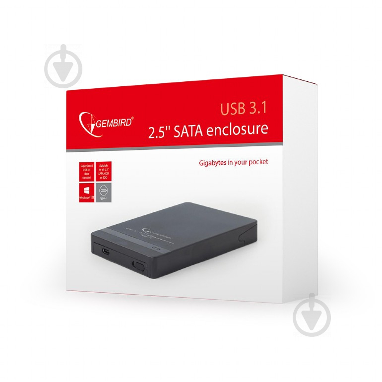 Зовнішній карман Gembird 2.5", USB 3.1,Type-C EE2-U31S-2 - фото 5