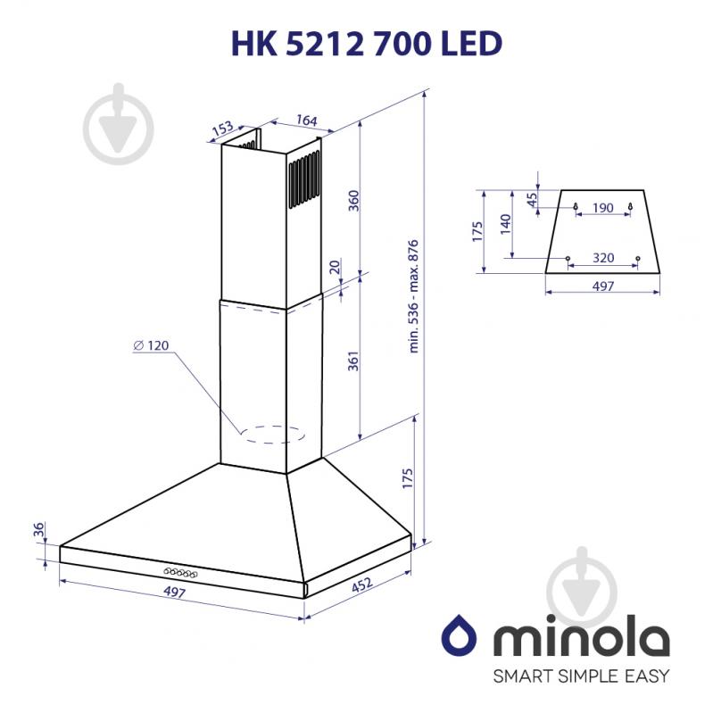 Вытяжка Minola HK 5212 IV 700 LED - фото 11