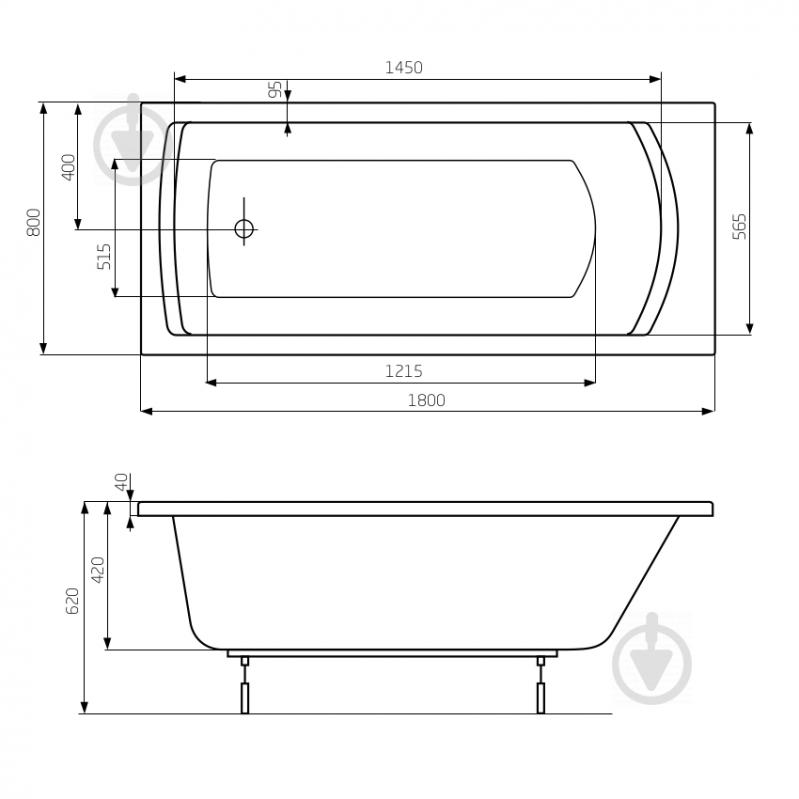 Ванна акриловая ROCA Linea 180x80 180х80 см A24T058000 - фото 2