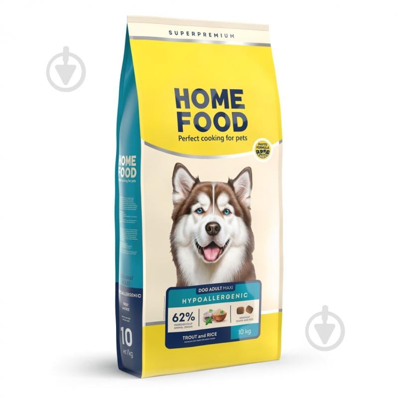 Корм сухий Home Food для дорослих собак великих порід Форель та рис Hypoallergenic 10 кг - фото 1 Корм сухий Home Food для дорослих собак великих порід Форель та рис Hypoallergenic 10 кг - фото 1