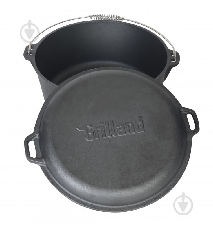 Казан Grilland ø315 мм 135 мм 8 л чавунний з кришкою-сковородою, UHR-250304 - фото 2