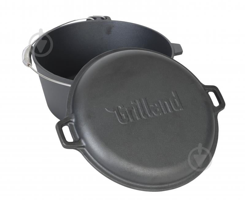 Казан Grilland ø370 мм 140 мм 12 л чавунний туристичний , з кришкою-сковородою, UHR-250304 - фото 4