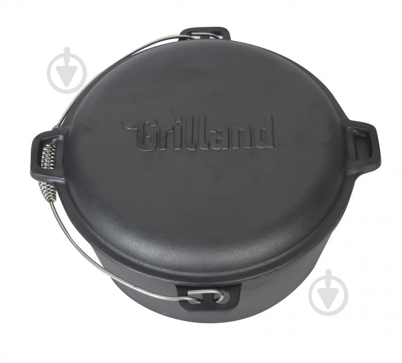 Казан Grilland ø370 мм 140 мм 12 л чавунний туристичний , з кришкою-сковородою, UHR-250304 - фото 3
