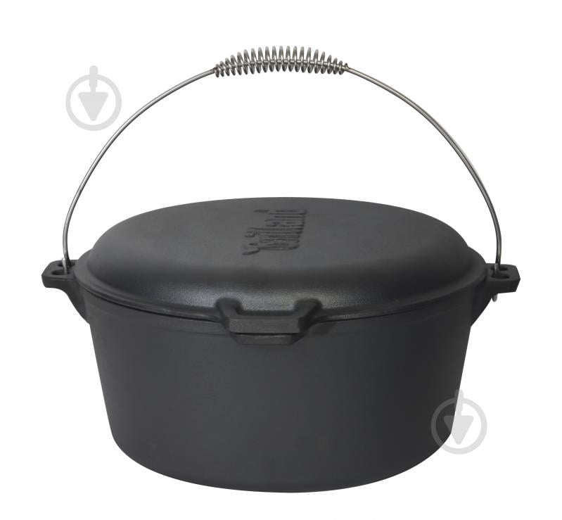 Казан Grilland ø370 мм 140 мм 12 л чавунний туристичний , з кришкою-сковородою, UHR-250304 - фото 1