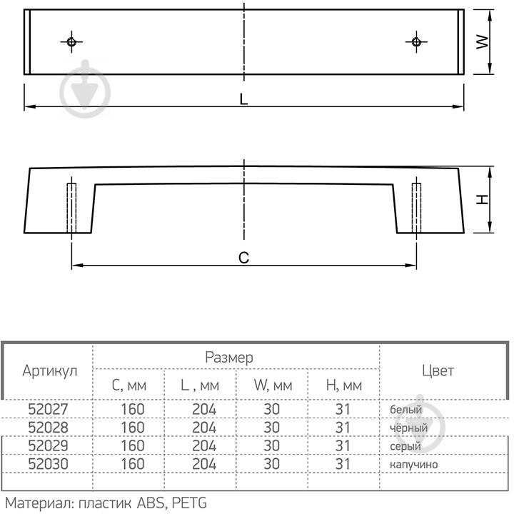 Меблева ручка скоба Ferro Fiori 52027 160 мм PL 11002.160 білий - фото 4