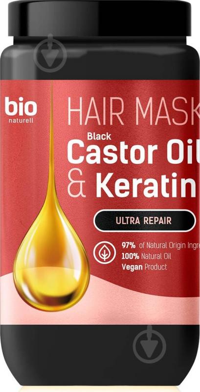 Маска для волосся BION Зволоження та відновлення Black Castor Oil & Keratin ультравідновлення 946 мл - фото 1