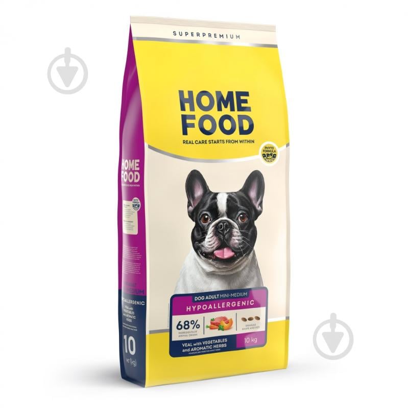 Корм сухий Home Food для дорослих собак малих та середніх порід Телятина з овочами та духмяними травами Hypoallergenic 10 кг - фото 1