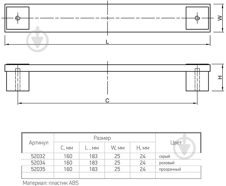 Мебельная ручка скоба Ferro Fiori 52032 160 мм PL 11004.160 серый - фото 4