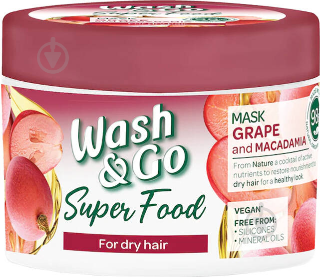 Маска для волос Wash&Go Super Food с виноградом и макадамией 300 мл - фото 1