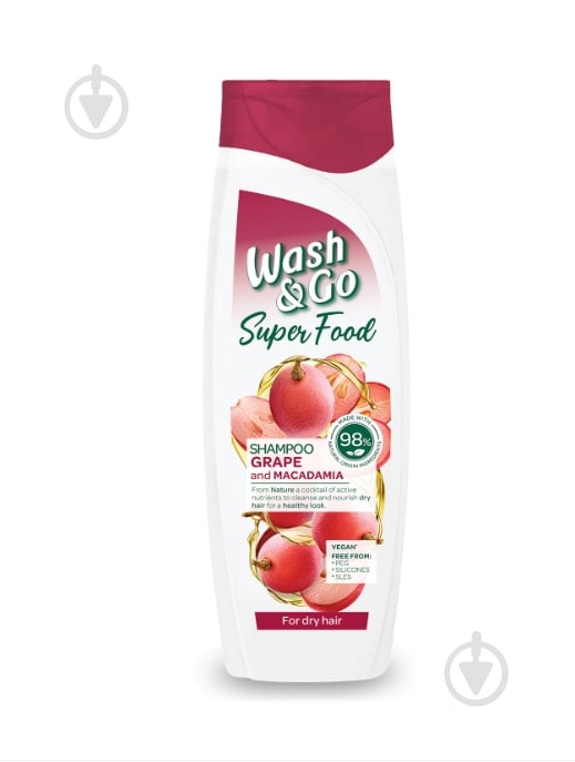 Шампунь Wash&Go Super Food з виноградом та макадамією 400 мл - фото 1