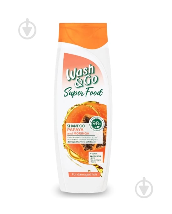 Шампунь Wash&Go Super Food з папайєю та морингою 400 мл - фото 1