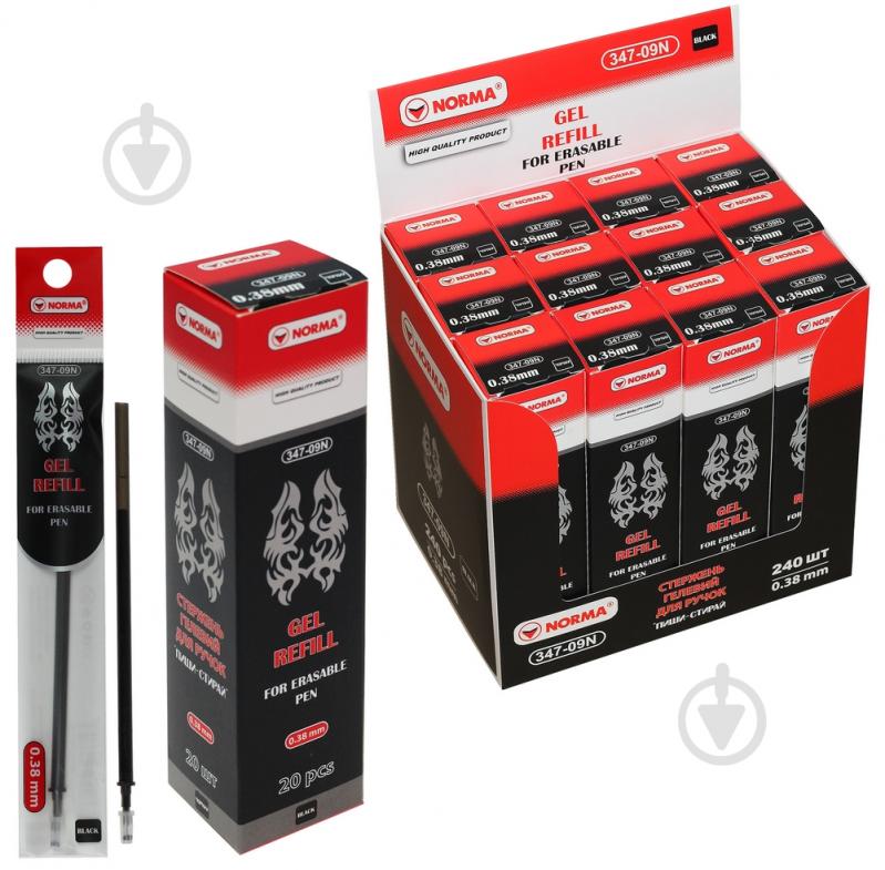 Стержень гелевый пиши-стирай 347-09N 0,38 мм черный 01200039 NORMA 1 шт. - фото 2