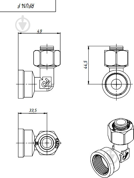 Соединитель угловой FADO S.r.l внутренний 20х3/4" - фото 2
