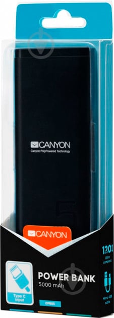 Повербанк Canyon 5000 mAh black (CNE-CPB05B) - фото 4