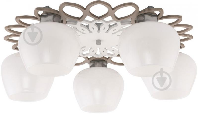 Люстра потолочная TK Lighting Kaiko 5x60 Вт E27 коричнево-белый 657 - фото 1