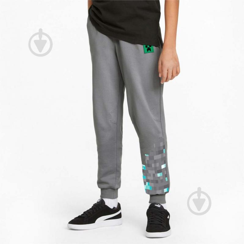 Брюки Puma MINECRAFT SWEATPANTS 53343776 р. 152 серый - фото 1