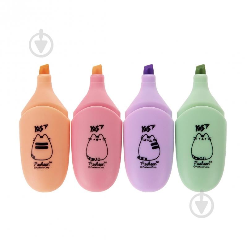 Маркер текстовый YES Pusheen 4 шт. мульти 391094 - фото 3