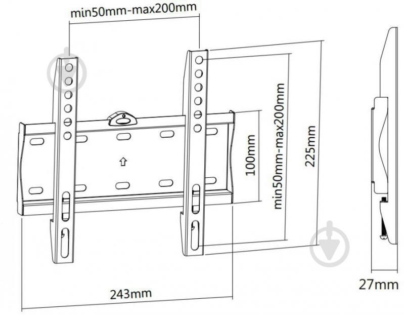 Крепление для телевизора Brateck KL21G-22F фиксированные 26"-42" черный - фото 2