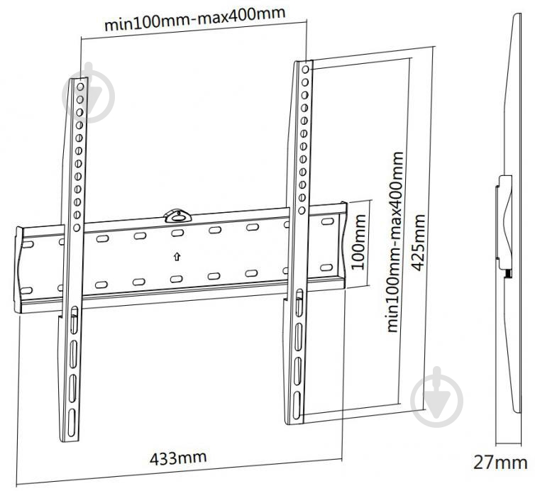 Крепление для телевизора Brateck KL21G-44F фиксированные 32"-55" черный - фото 2