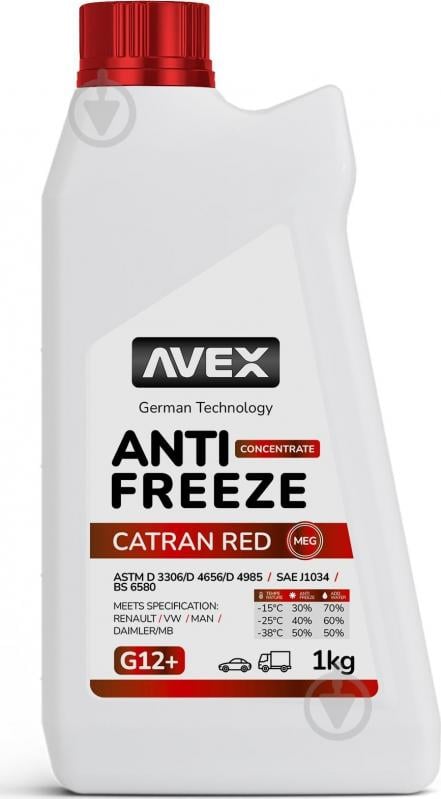Антифриз Avex Catran Red MEG -80 ° G12+ концентрат 1 кг червоний - фото 1