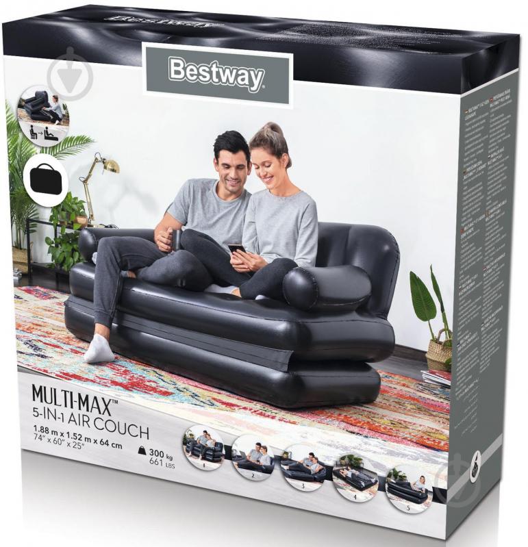 Диван Bestway Comfort Quest 188х152 см трансформер надувний чорний - фото 8