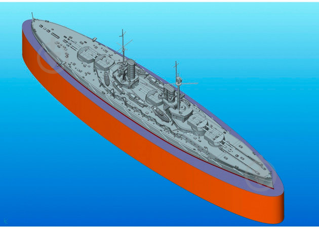 Збірна модель ICM Корабель німецький лінійний IМВ Kronprinz (Повний корпус і по ватерлінію) 1:700 ICMS016 - фото 3