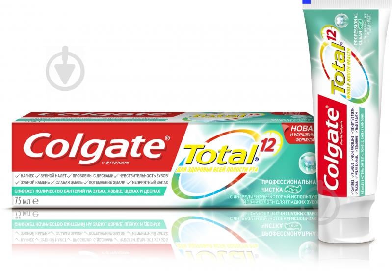 Зубна паста Colgate Total 12 Професійне чищення (гель) комплексна антибактеріальна 75 мл - фото 2