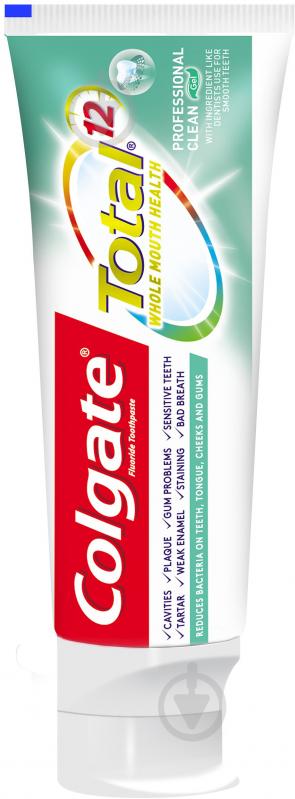 Зубна паста Colgate Total 12 Професійне чищення (гель) комплексна антибактеріальна 75 мл - фото 3