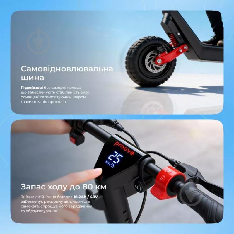 Електросамокат Proove Model Dual Sport SE App 1200W Black/Red (DLSE24050302) - фото 4