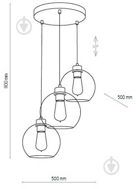 Світильник підвісний TK Lighting CUBUS GRAPHITE 3x60 Вт E27 чорний 2819 - фото 3